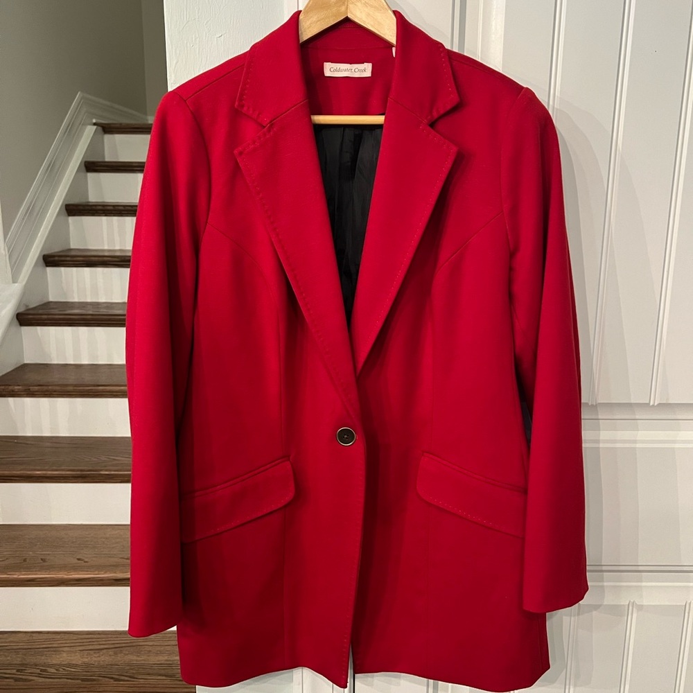 Coldwater Creek Red Blazer Women’s Size 18 Classic One Button Lined Jacket